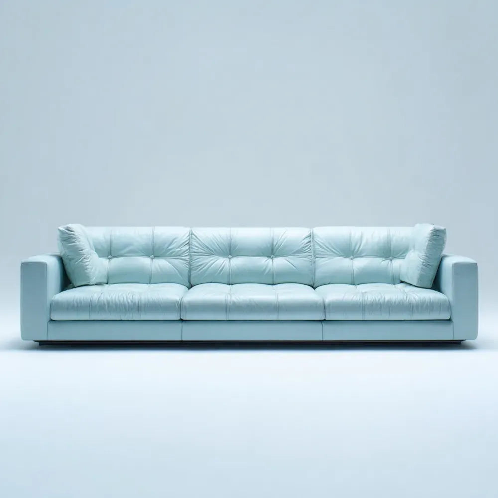 Leather Upholstered Sofa 230x95x75 cm - Light Blue - Modern Design