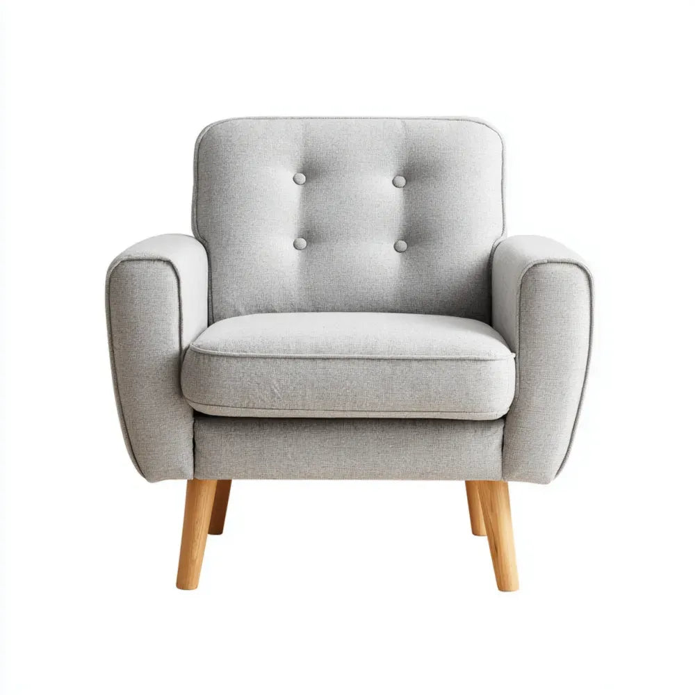 Armchair Fabric Upholstery 85x80x90 cm - Light Gray - Contemporary Design
