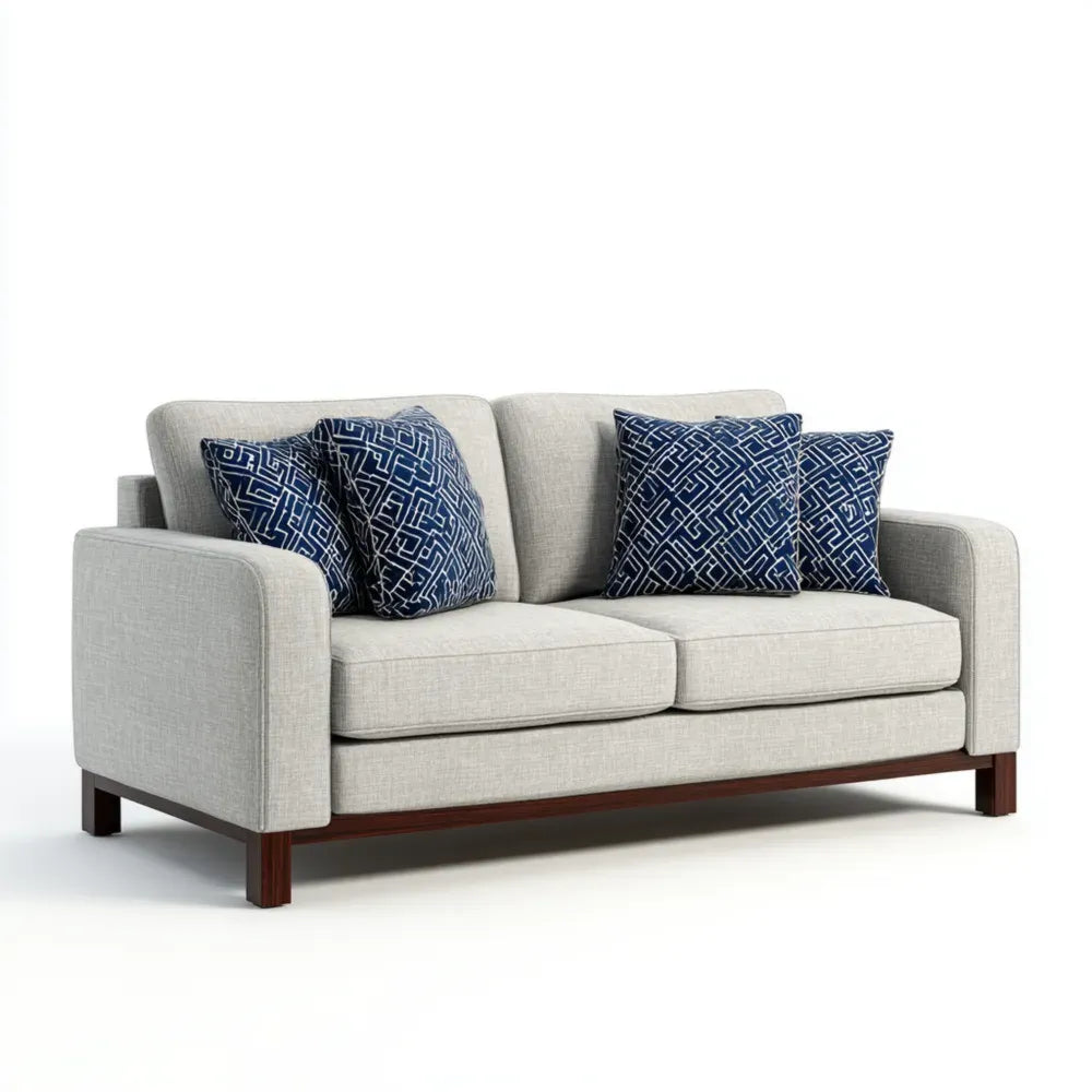 2-Seater Fabric Sofa - 170x85x90 cm - Light Gray - Modern Design