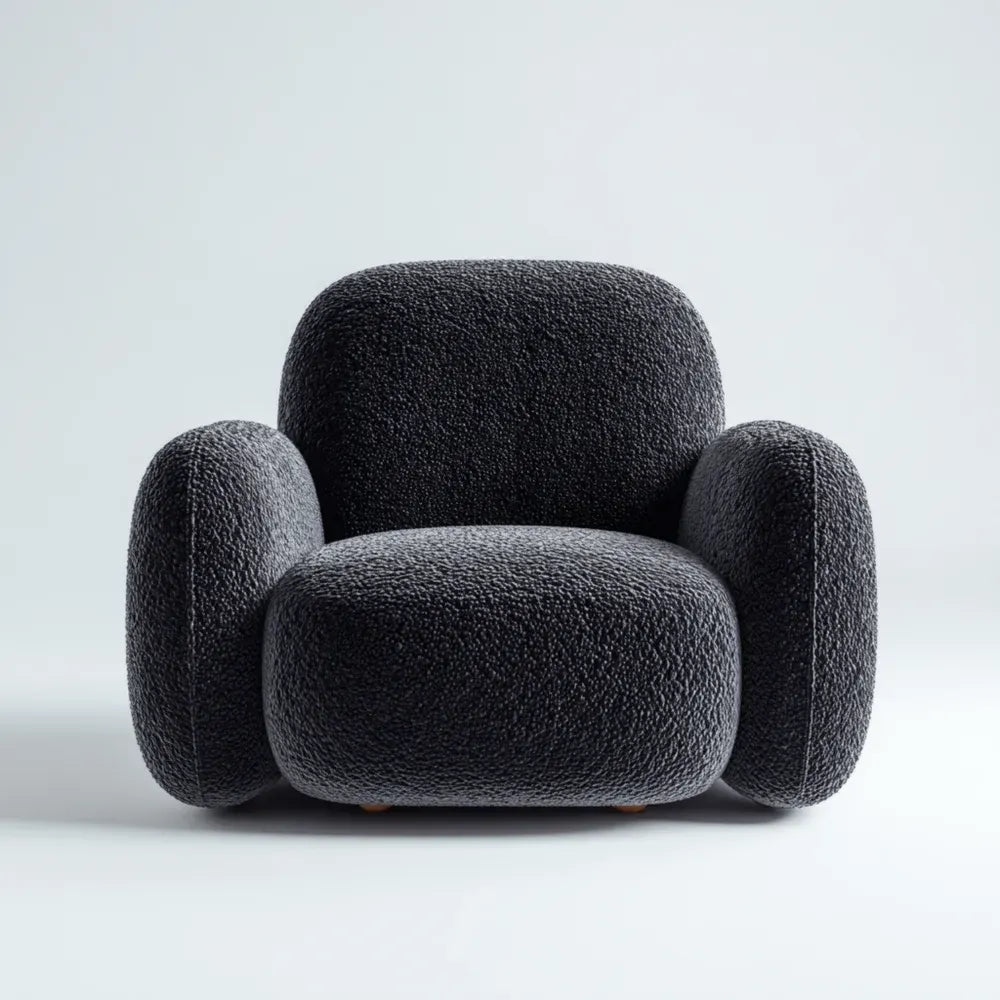 Armchair Plush Upholstery 85x90x75 cm – Dark Gray – Modern Design