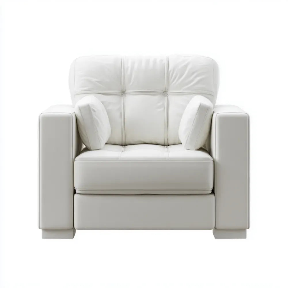 Armchair Leather Upholstered 85x90x75 cm - White - Modern Design
