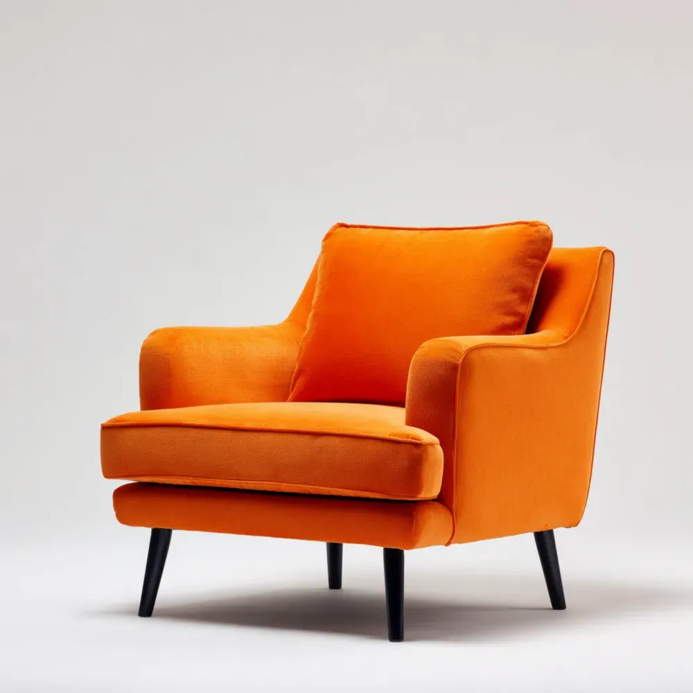 Armchair Plush Velvet Fabric 85x75x90 cm - Orange - Modern Style